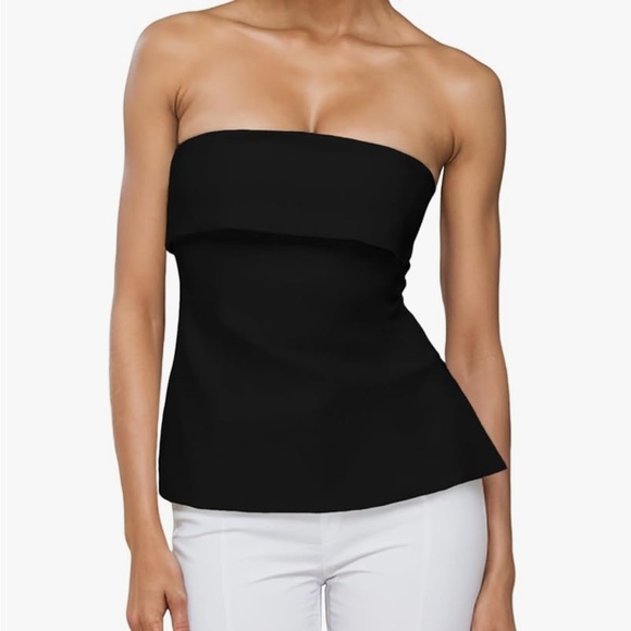 Tops - Strapless Black Women's Top - Sleek Tube Style
